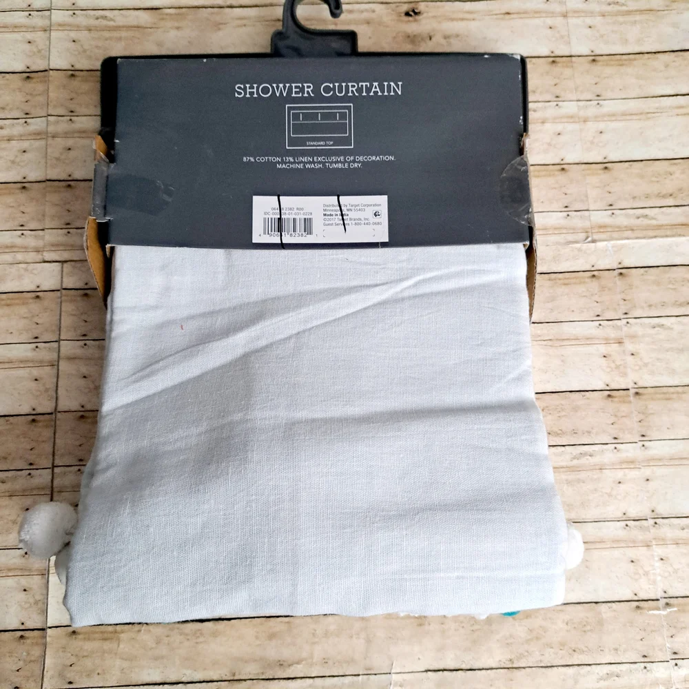 Threshold Light Green and White Shower Curtain 72in × 72in
